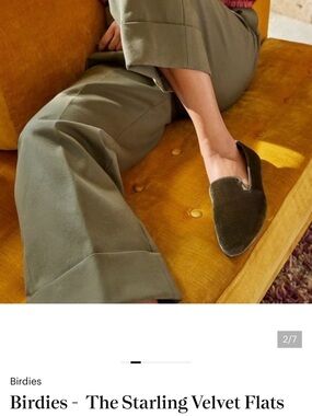 Birdies - The Starling Velvet Flats in Pine (Green) Size 8